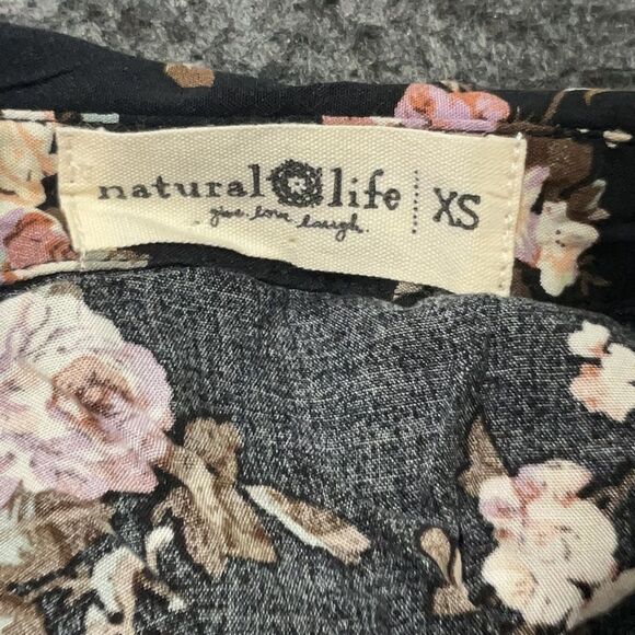 Natural Life Black Floral Collared Wide leg Jumpsuit Black Floral with pockets - Picture 4 of 11